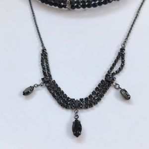 2 black crystal necklaces